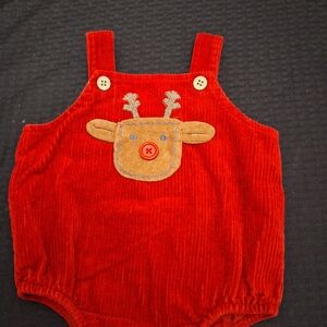 Mud Pie Red Reindeer Bodysuit